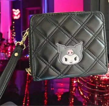 Sanrio 퀼팅 쿠로미 접이식 지갑 블랙 새상품