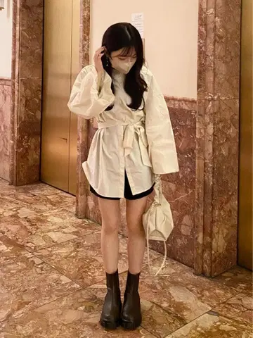 mystic 백산 벌룬 셔츠 베이지 미스틱