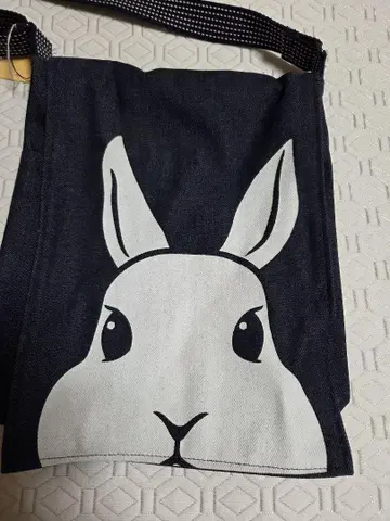 토끼 얼굴 데님 숄더백