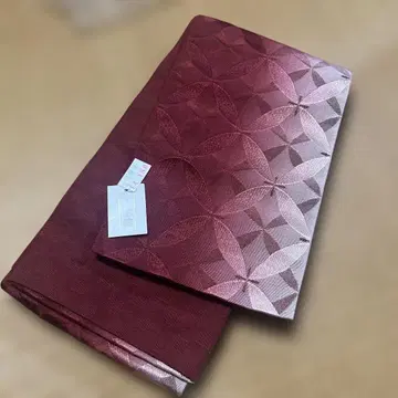 이치린칸 꽃 무늬 반폭 오비 적자색