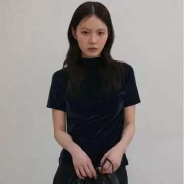 OHOTORO 벨로 하프 넥 탑 네이비