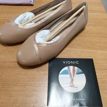 VIONIC 천연 가죽 발레 슈즈 캐롤 플랫 베이지 25 새상품