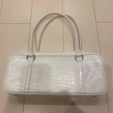 [연휴 한정판/새상품급] 하마노 HAMANO 악어 가죽 백 숄더백 화이트