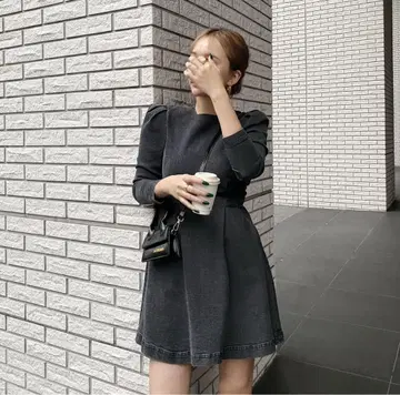 mavimoon 다크 그레이 데님 미니 원피스