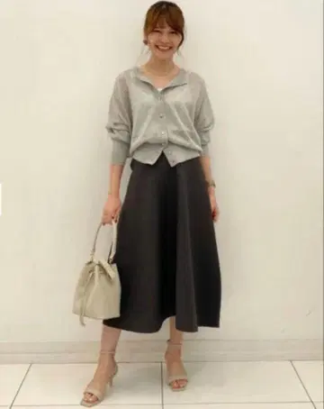 PLST 플라스테 시어 라메 믹스 가디건 L 실버 그레이