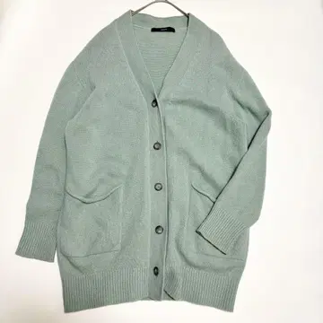 FRAMeWORK 와이드 V넥 가디건 민트 그린 울 100