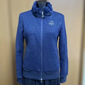 새상품 Callaway 네이비 퍼 옷깃 자켓