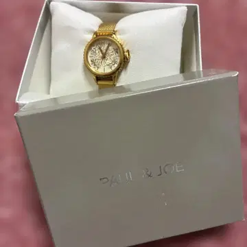PAUL & JOE 플라워 무늬 핑크 골드 손목시계