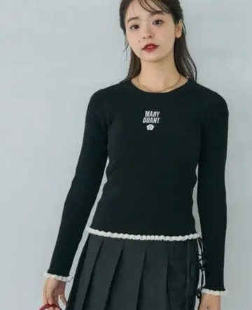 MARY QUANT x PUBLUX 로고 롱 슬리브 니트 블랙