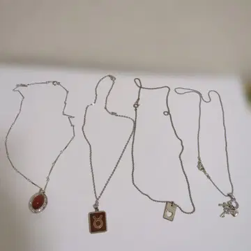 실버 목걸이 황소자리 빨간색 돌 4점