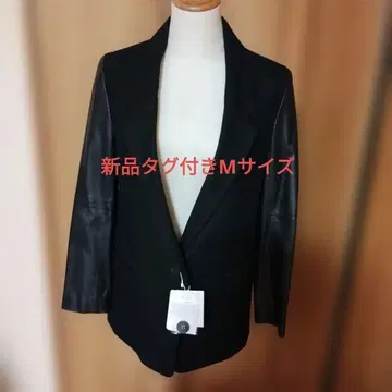 가죽 소매 (양가죽) 테일러드 자켓 38 블랙