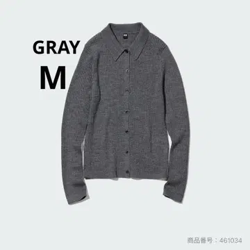 UNIQLO 유니클로 메리노 리브 폴로 가디건 GRAY 그레이 완판