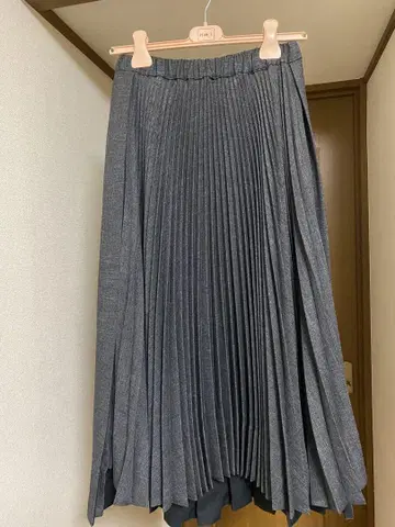 PLAN C 그레이 플리츠 롱 스커트
