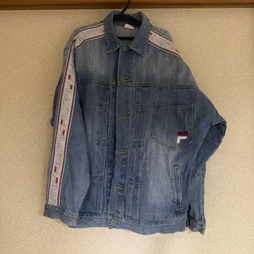 FILA 스트라이프 디자인 데님 자켓