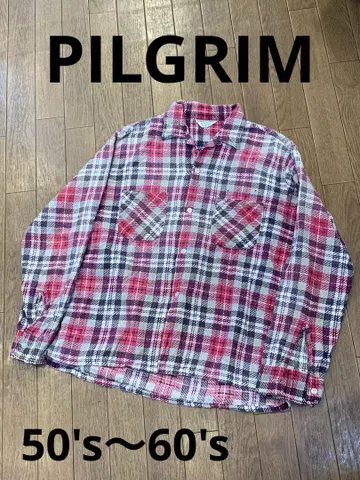 PILGRIM 필그림 50년대~60년대 오픈 카라 플란넬 셔츠