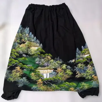 풍경화 프린트 사루엘 팬츠 블랙