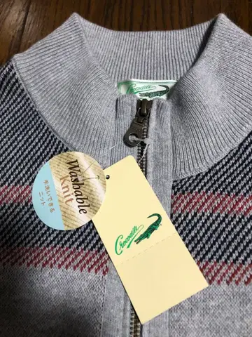 [ 미사용 ] Crocodile 그레이 체크 무늬 니트 스웨터 크로커다일