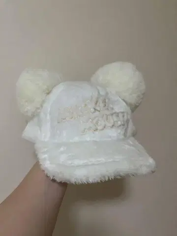 디즈니 미키 폼폼 캡 화이트