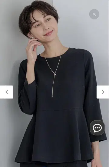 [택 포함 새상품] 트리아세 더블 조젯 페플럼 블라우스 네이비