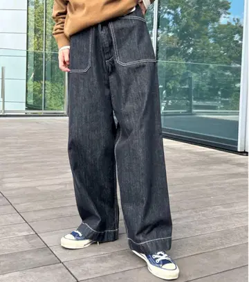 가격 인하 협상 BEAMSBOY 데님 신치 벨트 팬츠 블랙