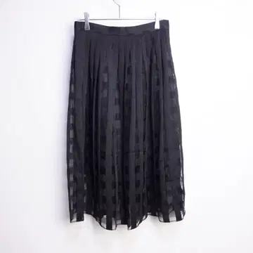 새상품급 뤼토모스 시어 블록 체크 플리츠 스커트 M 블랙 LA45