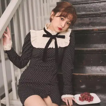 오리지널 도트 리본 원피스 desir etraison