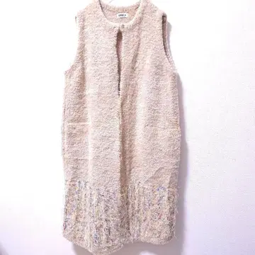 COOHEM FUNCY FUR KNIT 롱 베스트 베이지 M