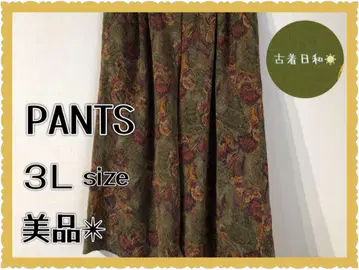 vintage 와이드 팬츠 가우초 팬츠 꽃무늬