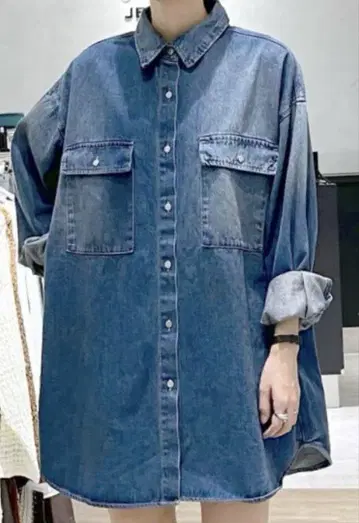 jeanasis 데님 BIG 셔츠 자켓 블루