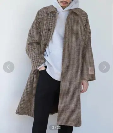 [ BEAMS LIGHTS ] 스텐카라 코트 하운드투스 체크 패턴
