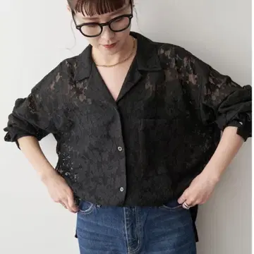 Spick and Span 스픽 앤 스팬 레이스 오픈 카라 셔츠
