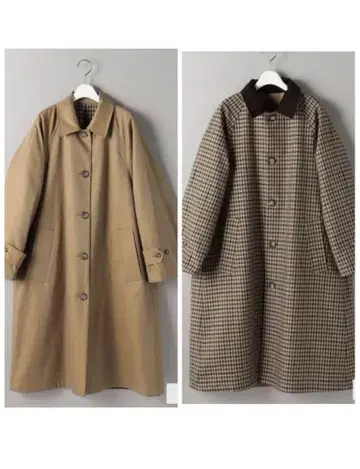 BEAUTY&YOUTH 코튼 샴브레이 x 체크 스텐카라 코트