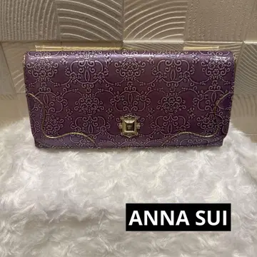 안나수이 에나멜 엠보싱 가죽 가마구치 장지갑