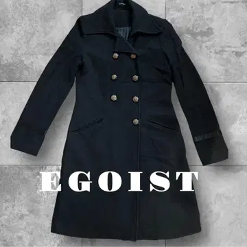 EGOIST 블랙 더블 브레스트 울 코트