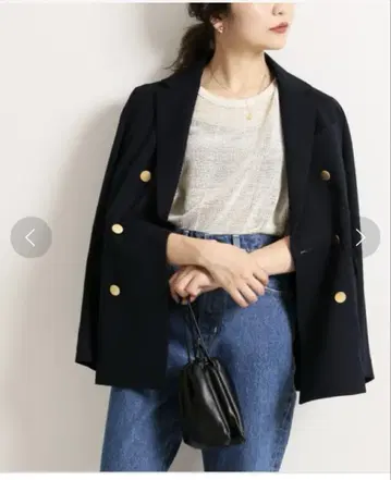 SLOBE IENA 금 버튼 더블 자켓 더블 브레스트 네이비
