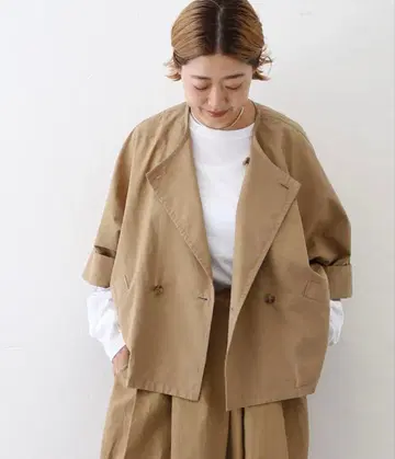 저널 스탠다드 럭스 밀리터리 크로스 노카라 블루종