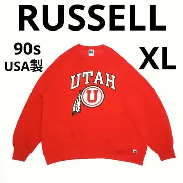 90s USA제 러셀 칼리지 로고 유타대 프린트 맨투맨 XL
