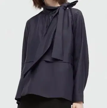 UNIQLO+J 실크 보타이 블라우스 실크 100% M 그레이 L