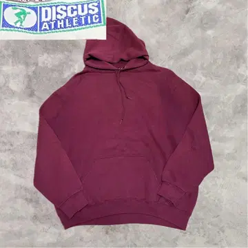 90s DISCUS 디스커스 팥색 후드티 무지 맨투맨