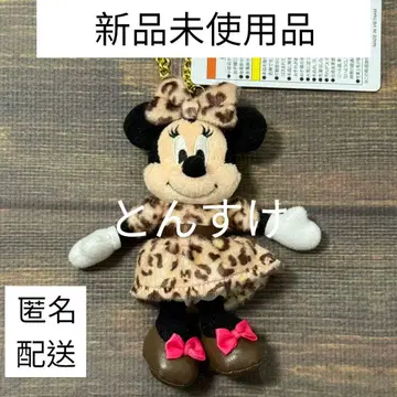 택 포함 새상품 미니 마우스 봉제 인형 참 TDR 레오파드 무늬 브라운