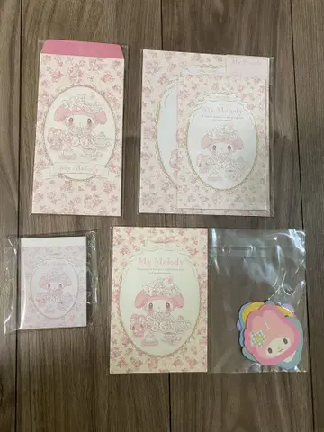 마이멜로디 화이트 딸기 티타임 복주머니 레터 세트 엽서 세트