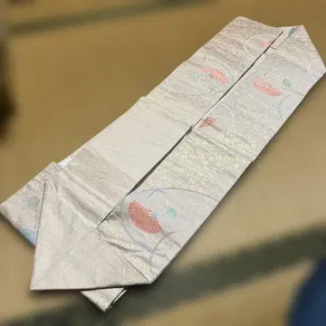 오비(약 27.3cm) 나고야 오비 옅은 핑크 꽃 무늬