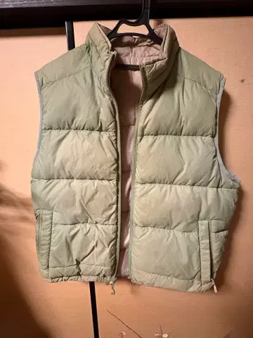 L.L.Bean 퀼팅 다운 베스트 카키 베이지 리버서블