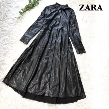ZARA 자라 플리츠 인조 가죽 롱 원피스