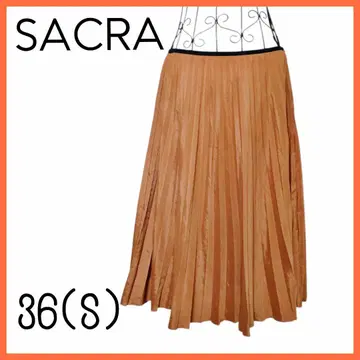 [ SACRA ] 오렌지 플레어 스커트 36(S) 광택감
