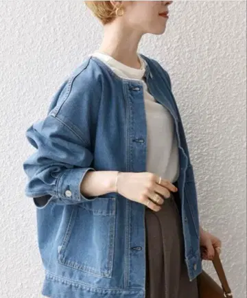 ships any denim 쉽스 에니 노카라 데님 블루종