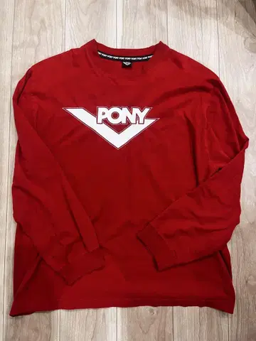 스다 마사키 착용 포니 PONY 롱T 긴팔 의류 역사 빨간색 L