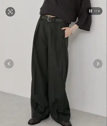 벌룬 실루엣 딥 턱 와이드 팬츠