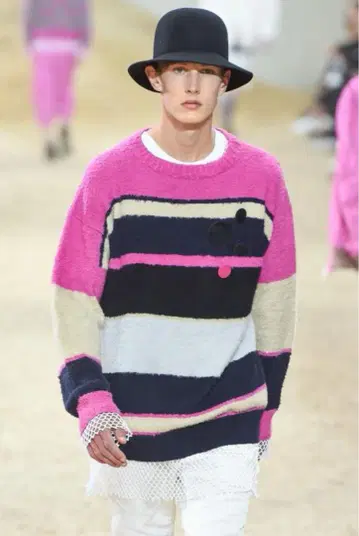 sacai 17SS 컬러 블록 스웨터 핑크 사이즈 3