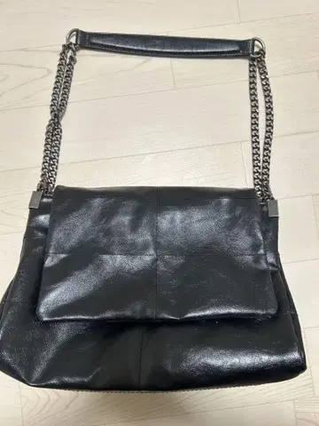 자라 ZARA 락 플랩 숄더백 체인 인조 가죽 블랙